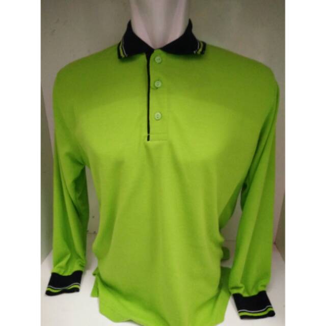 Polo Shirt Panjang Hijau Stabilo | Polo Shirt | Kaos Cowok | Kaos Polos