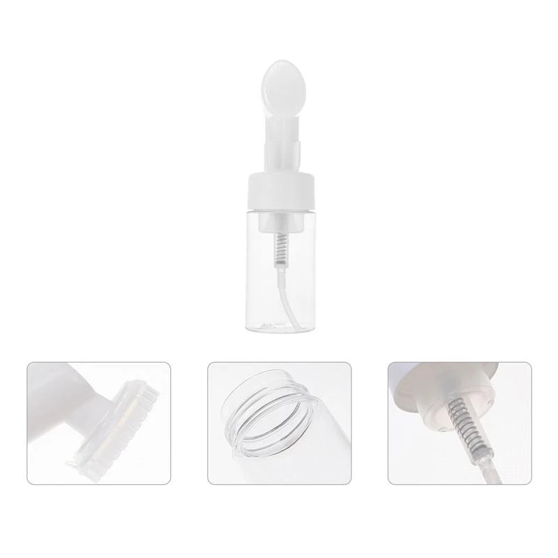 [100-200ml Push Silicone Brush Head Foam Bottle Mousse Foam Bottle] [Travel Portable Transparent Storage Empty Bottle With Cleansing Brush] [Sub-bottle Of Cleansing Lotion &amp; Shampoo &amp; Hand Sanitizer]