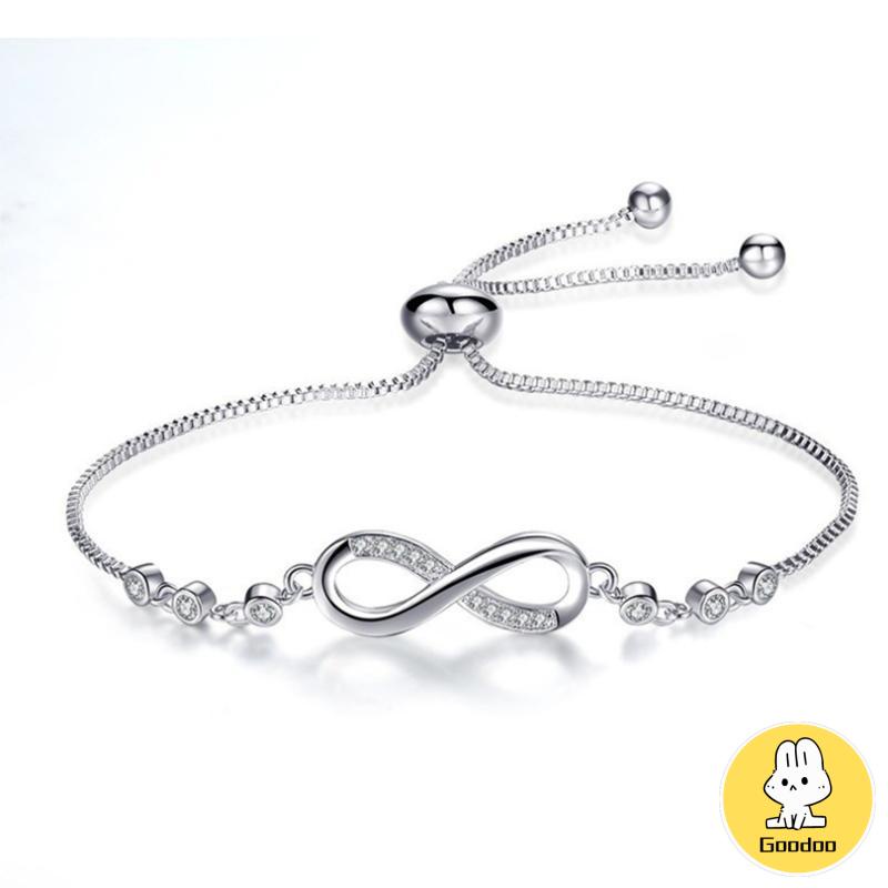 Korea Gelang Serut Gelang Titanium Emas Dapat Disesuaikan 8-Berbentuk Gelang Wanita Aksesoris Fashion -Doo