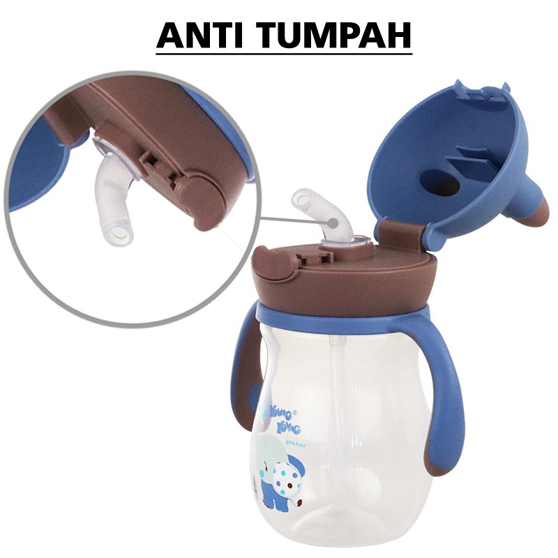 ♥BabyYank♥ YOUNG YOUNG Botol Minum Bayi Anti Tumpah 270 ML BPA Free Straw Cup Water Bottle IL-907