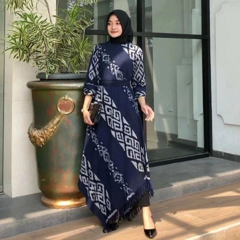 TENUNKU-ANDINI DRES TENUN WANITA PANJANG/MAXI DRESS/DRESS KONDANGAN KEKINIAN/BAJU TENUN NTT JEPARA/G