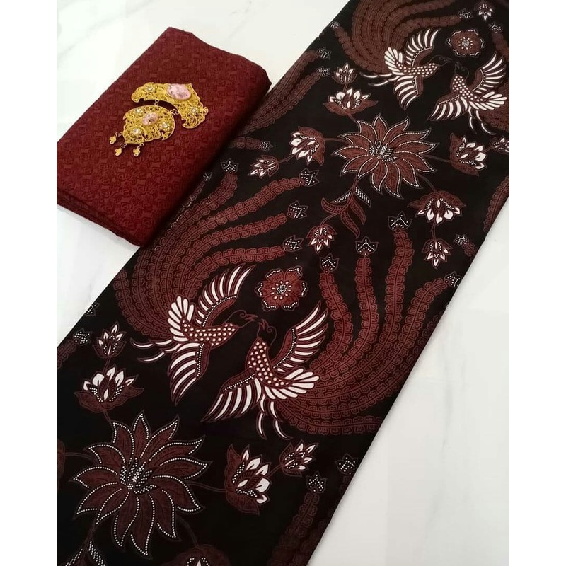 kain batik pekalongan warna coklat motif merak embos dijual terpisah