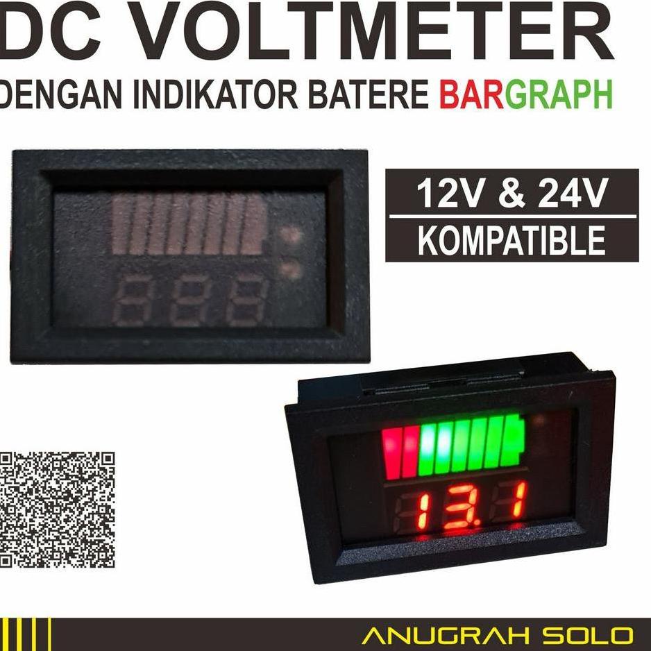 Dijamin Terbaik Voltmeter Indikator Aki 12V 24V Pengukur Tegangan dengan Bargraph