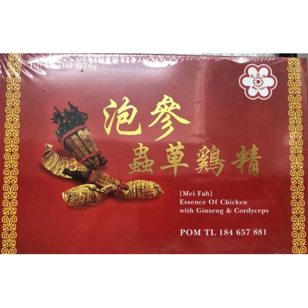 

Mei Fah Essence Of Chicken With Ginseng & Cordyceps 6's x 70gr/ Minuman Herbal
