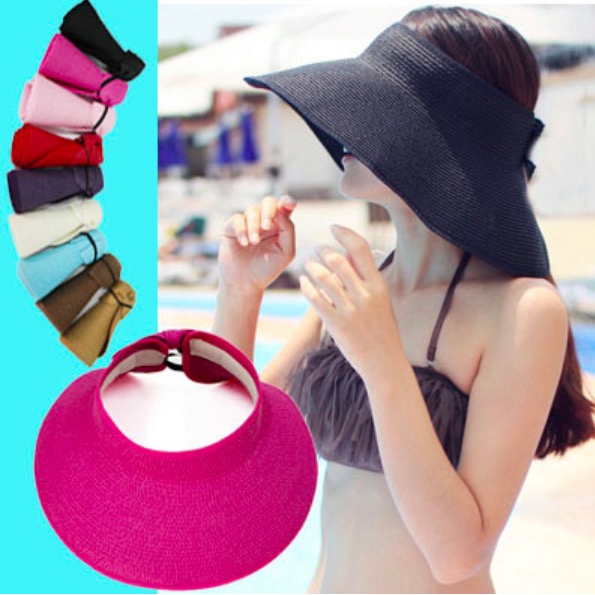 Topi Pantai Jerami Straw Hat Musim Panas Warna