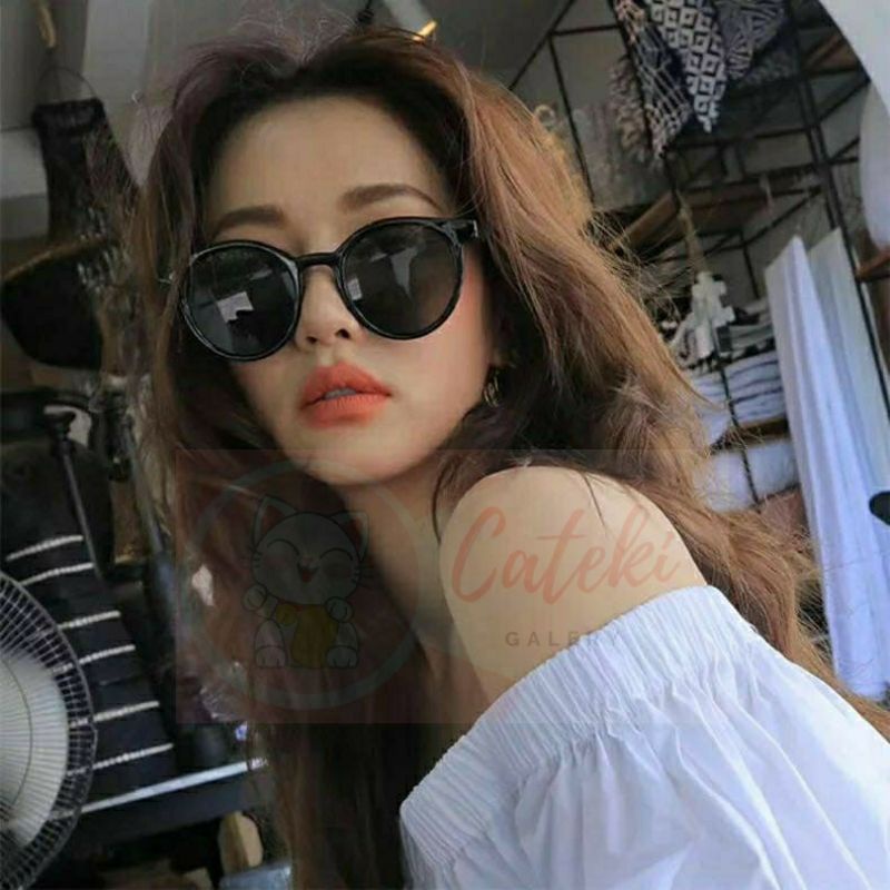 [CTK] PROMO AKSESORIS KOREAN INS HOT FASHION BULAT MATA KUCING KACAMATA HITAM WANITA / PRIA EYEWEAR SUNGLASSES MURAH