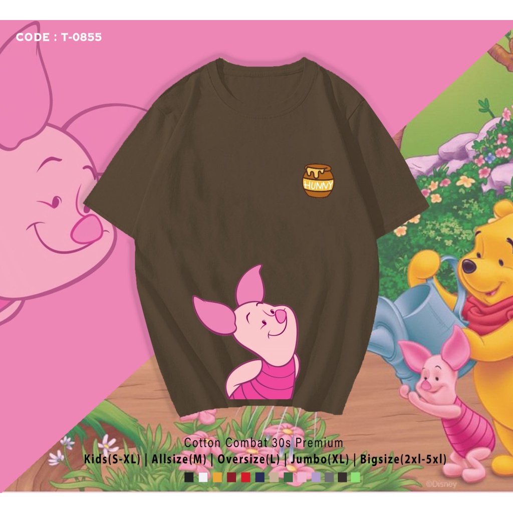 KAOS SIMPLE / KAOS TERBARU / MOTIF PIGLETT HUNNY / KAOS SANTAI / BEST SELLER / BISA CUSTOM GAMBAR