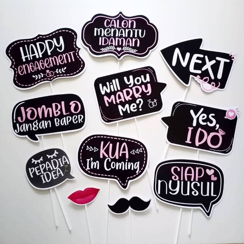 HAPPY ENGAGEMENT PHOTO PROPS PROPERTY PHOTOBOOTH AKSESORIS DEKORASI LAMARAN