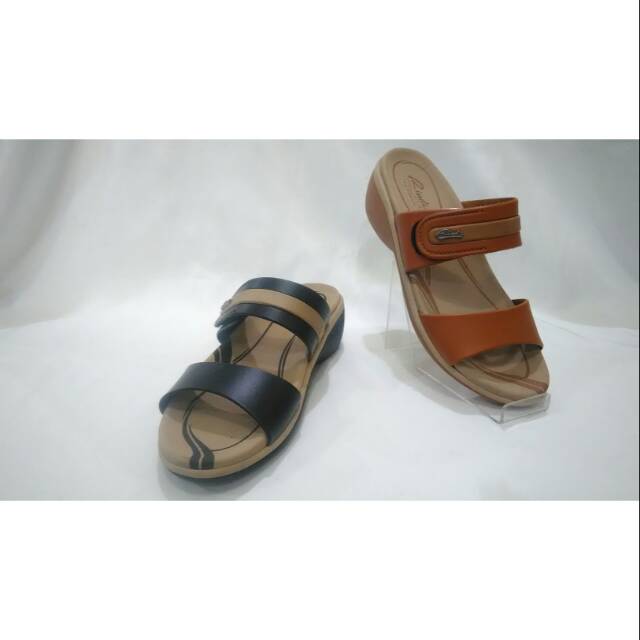 SANDAL WANITA RINDI BP 244 HITAM/CREAM & ORANGE/TAN