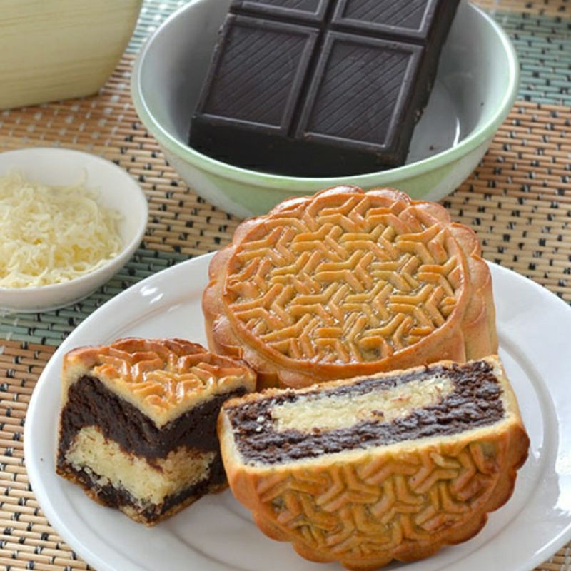 

D2 - Moon Cake Halal ( kue bulan want Lai ) Choco cheese isi 4 pcs