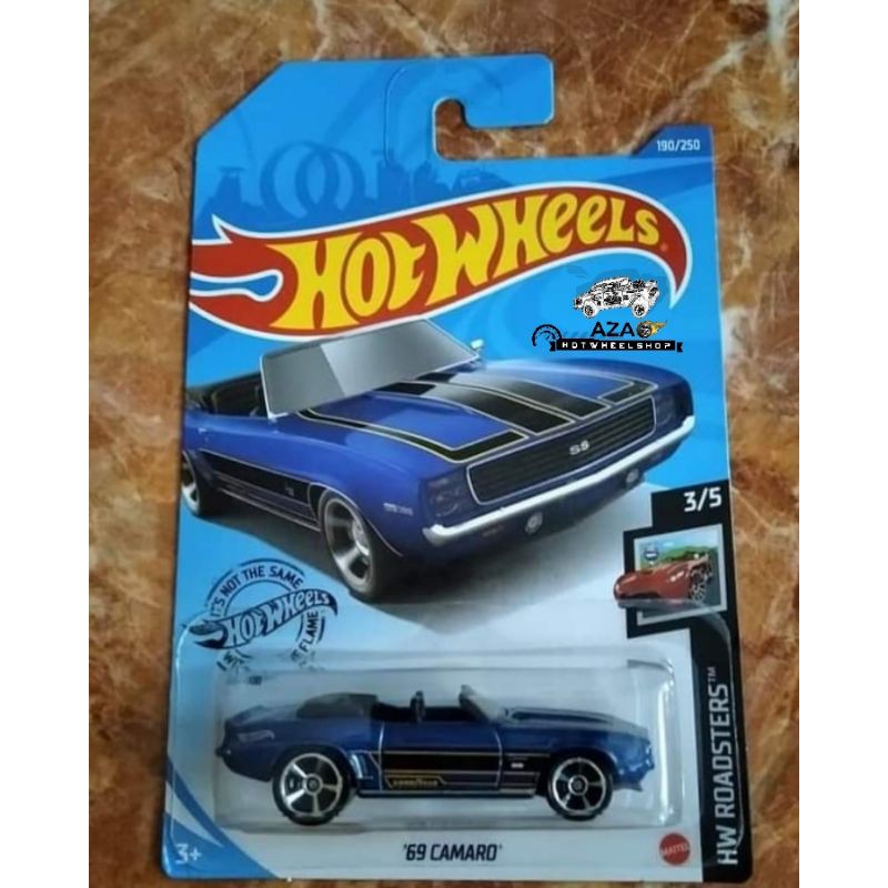 Hot Wheels '69 Camaro Biru HW Roadsters reguler Hotwheels Real Car Mainan mobil-mobilan anak