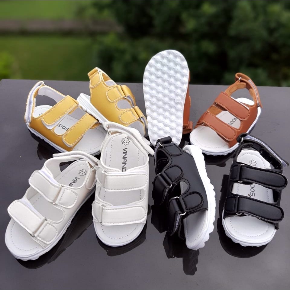 VINANDOZ SA03 Sandal Anak Umur 1 2 3 tahun - Unisex Sandal 2 band Tali Belakang- Kualitas Emport