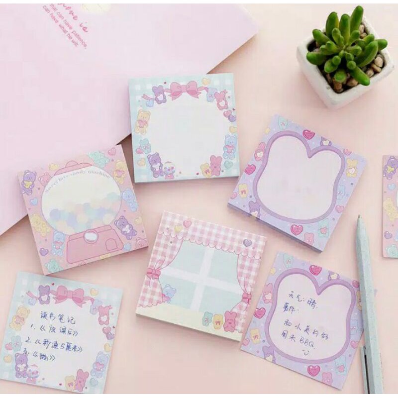 

Sticky Notes Persegi Kartun Lucu Gaya Korea/kertas memo mini motif lucu murah