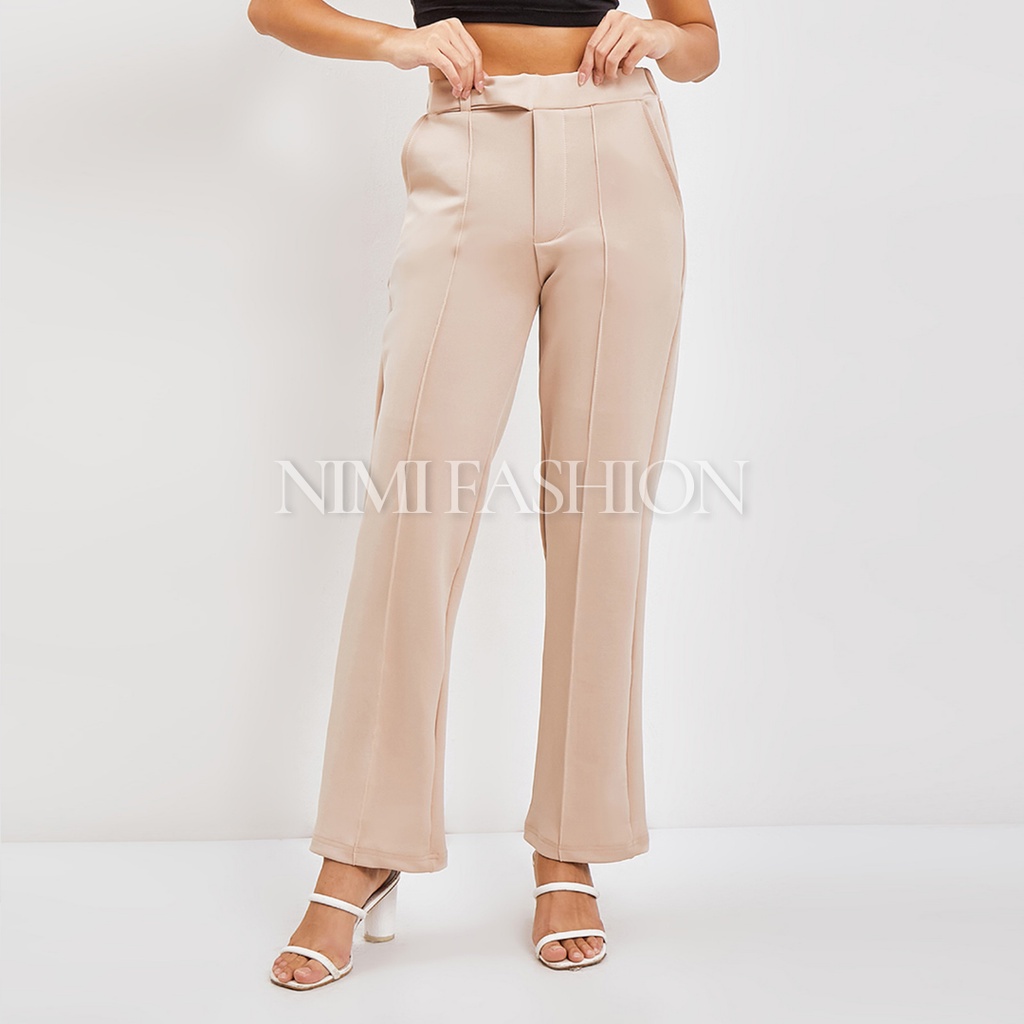 NIMI - Lenora Pants Celana Scuba Pallazo Highwaist Baggy Pants Break Free Wanita