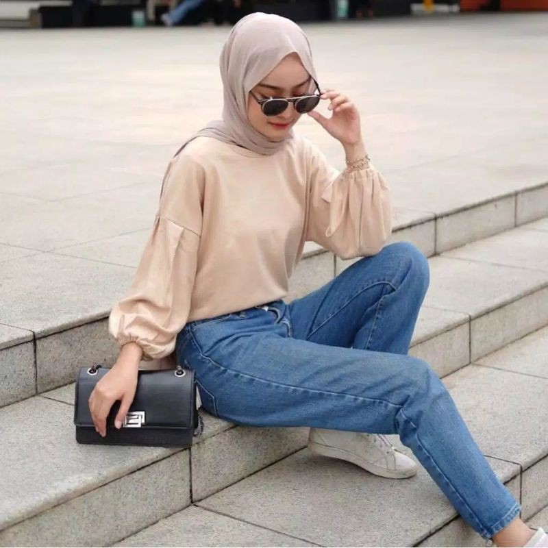 Baju Atasan Wanita Terbaru Blouse Lucy Top spandek / Baju Lengan Panjang