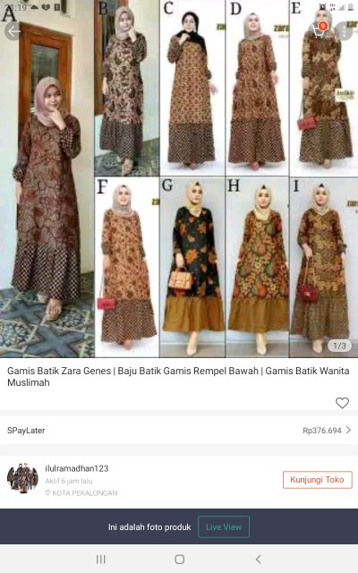 Gamis Batik Zara Genes | Baju Batik Gamis Rempel Bawah | Gamis Batik Wanita Muslimah