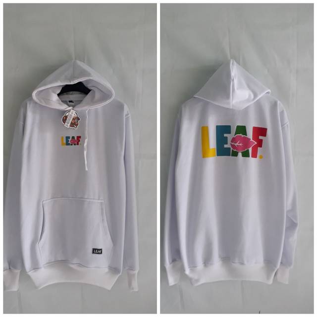 Jaket hodie leaf putih