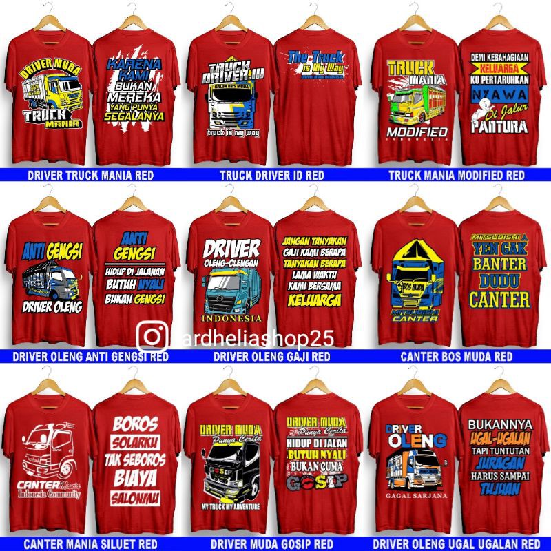 BAJU TSHIRT KAOS DRIVER TRUCK DRIVER OLENG MERAH TERBARU