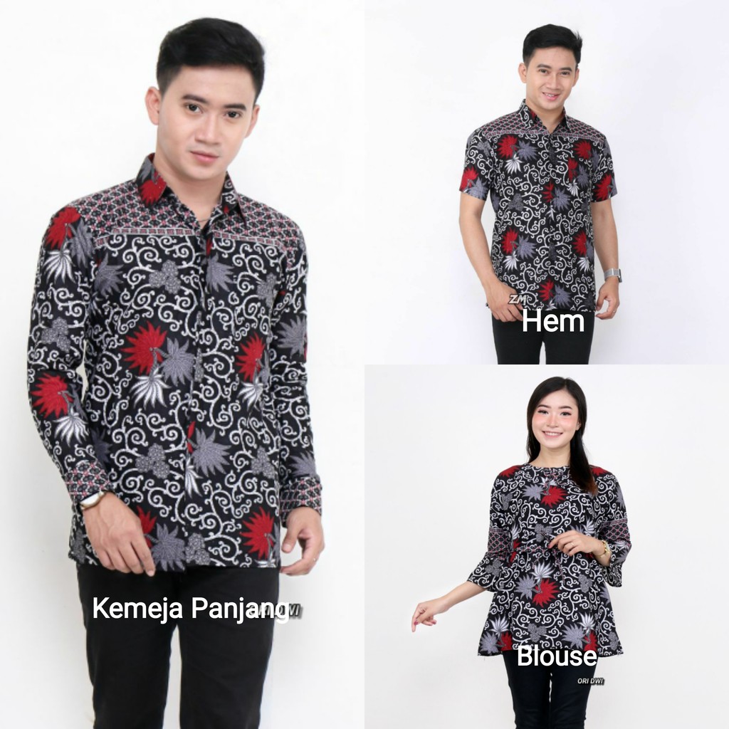 RUZZA Batik Couple Motif Kembang Langit Merak Sarimbit Keluarga Seragam Size M L XL