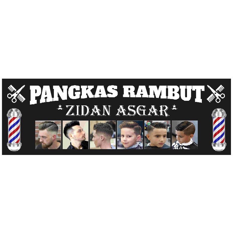 

Banner/spanduk pangkas rambut, plang nama buat usaha