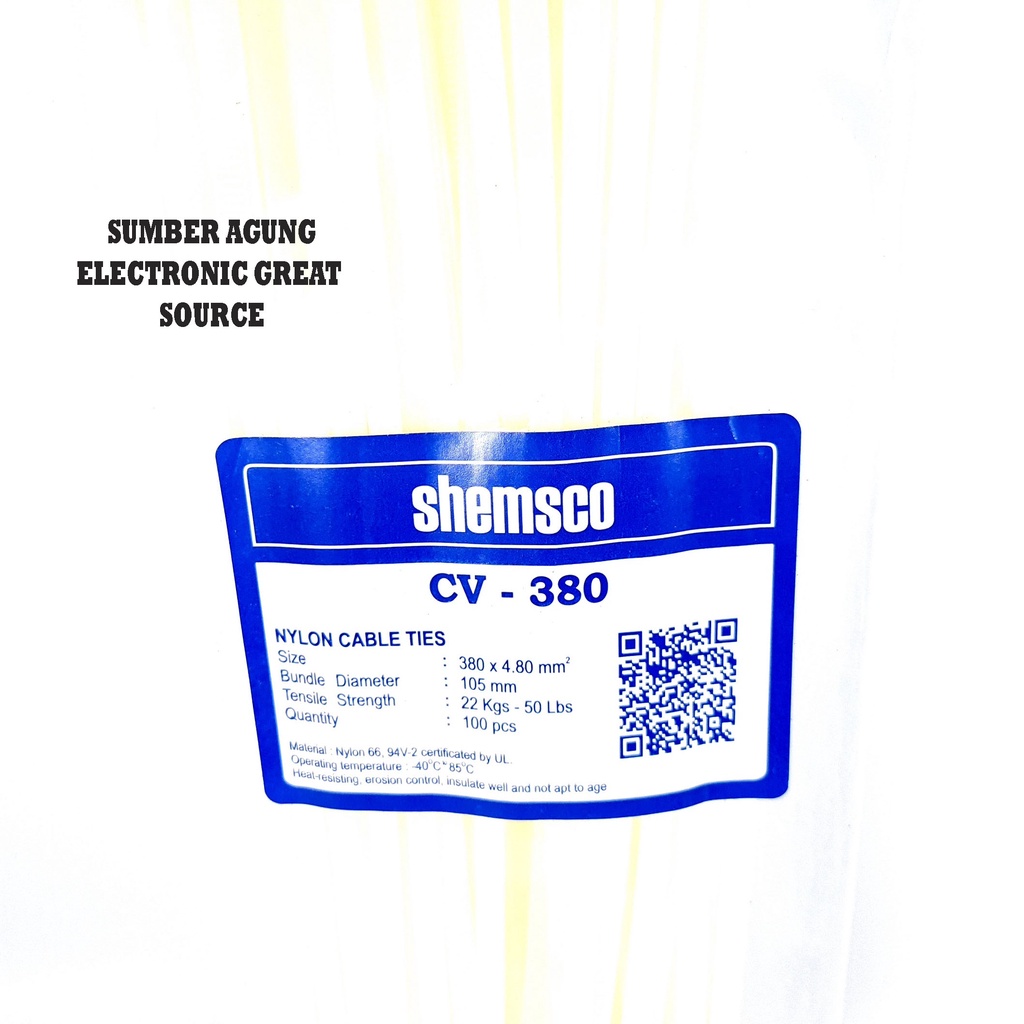 Shemsco Nylon Cable Tis 38cm CV380 Tali Pengikat Kuat 380x4.8 105mm