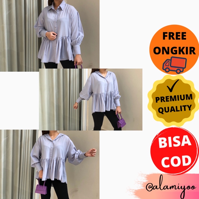 ALAMIYOO Kalina Shirt Pastel /Kemeja Wanita Wolfis VVIP FIT to XL LD120