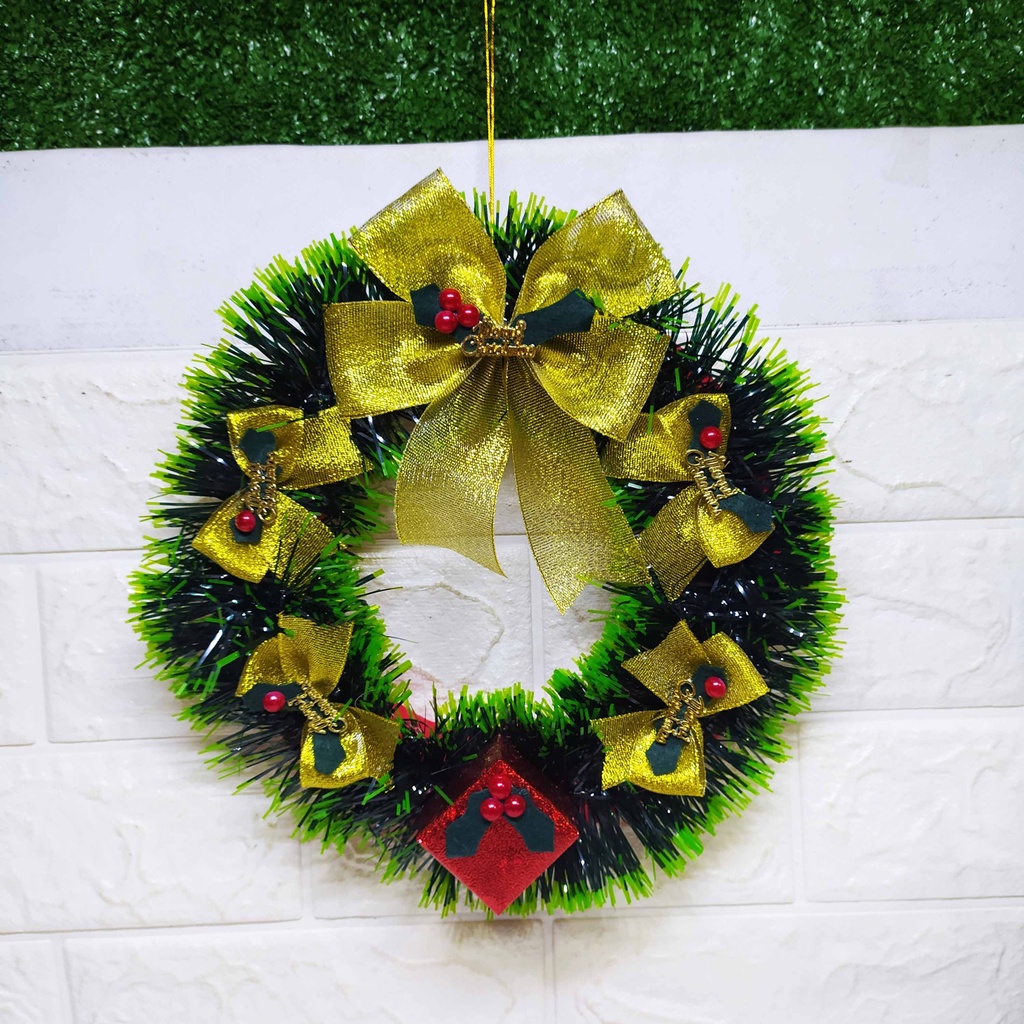 ( D 20 cm ) Lingkaran Natal Pita Pita - Wreath Hiasan Dekorasi Natal