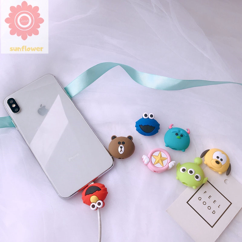 Case Pelindung Kabel Data Charger Usb Motif Kartun Untuk Iphone X 11 5 6s 7 8