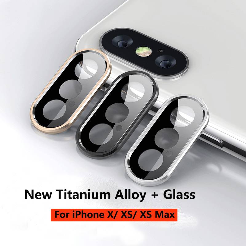 Stiker Pelindung Lensa Kamera Belakang Tempered Glass + Ring Metal Untuk Iphone X / Xs Max / Xr