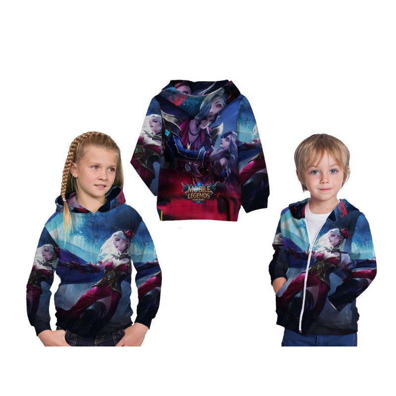 Jaket hoodie anak New hero mobile legend cecilion L/P custom fullprint