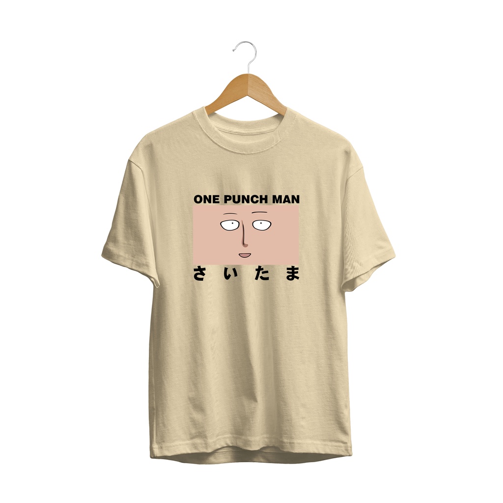 KAOS DISTRO SAITAMA ONE PUNCH MAN LOGO FUNNY FACE UNISEX