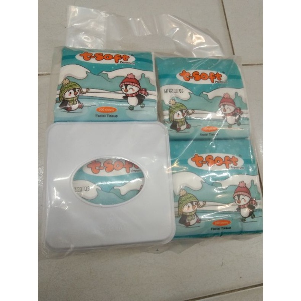 T- Soft Tisu 200 ply isi 4 GRATIS 1 Tempat tisu