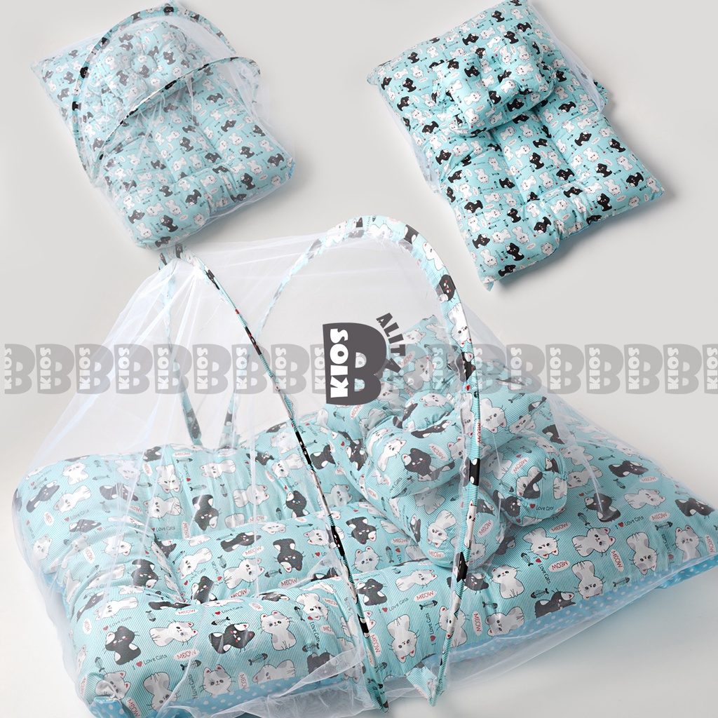 Kasur Bayi Kelambu Set Bantal Guling Premium / Kasur Bayi Kelambu Terlaris / Perlengkapan Tidur Bayi Baru Lahir Babyshop Kado Baby Gift / Kasur bayi kelambu + bantal peyang + 2 guling bayi