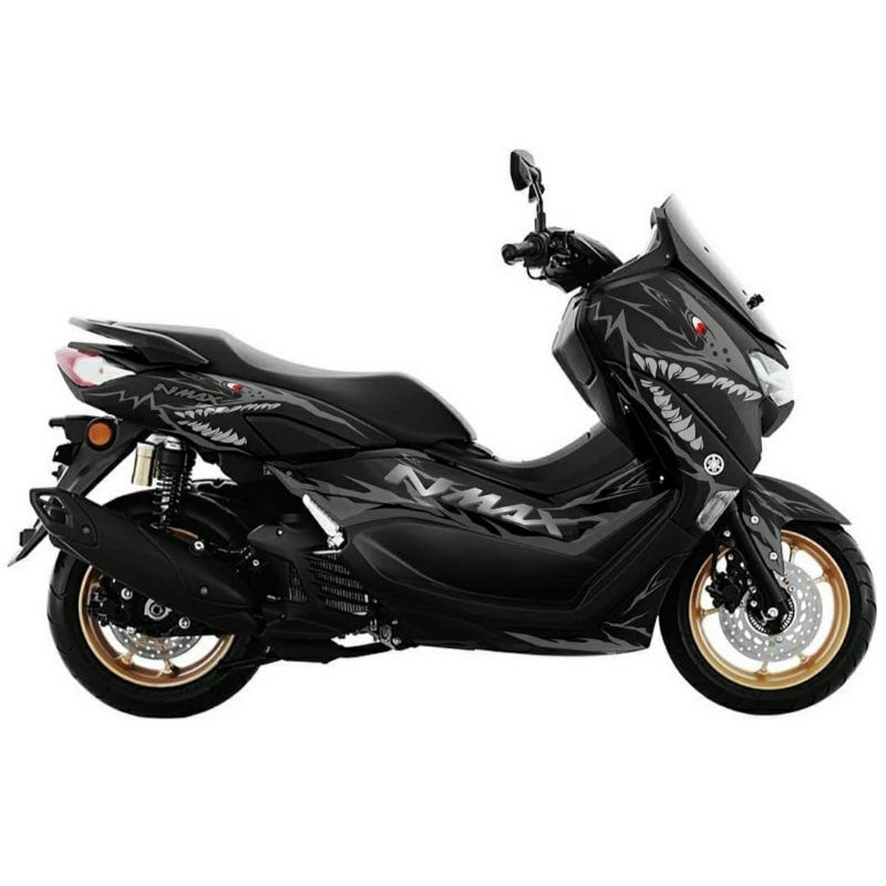 Sticker Decal NMAX 2020 Full Body Shark hiu variasi black lis grey