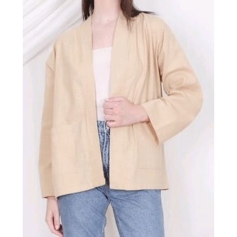 PROMO!! Yuzie Outer Linen Kimono Basic Outfit Blazer Linen Atasan Linen Model Korea Terlaris