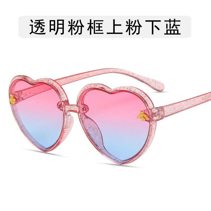 【YUZHU】COD New Fashion Glitter Cartoon Little Bee Love Sunglasses untuk Anak