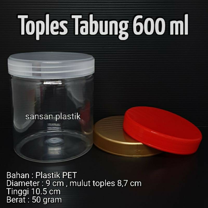 Toples Tabung 600 Ml Khusus Gojek Grab /  Toples Cylinder / Toples Plastik 600 Ml