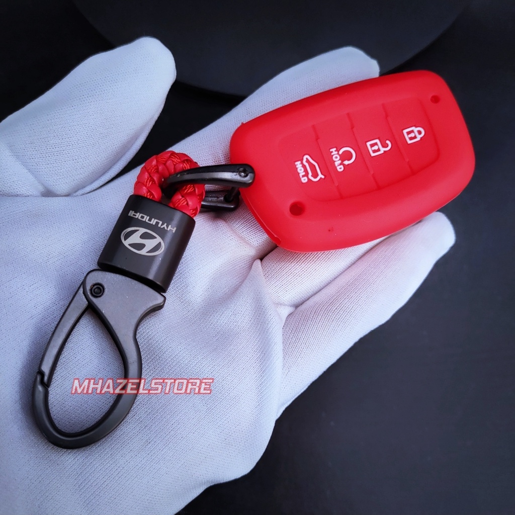 Gantungan kunci remote keyless cover casing mobil HYUNDAI CRETA HYUNDAI STARGAZER 4 TOMBOL model anyam