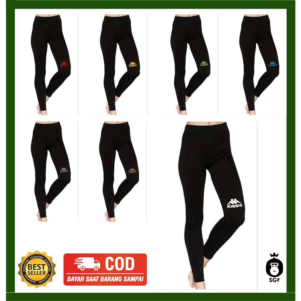 celana legging kappa / celana manset panjang wanita / legging volly futsal jogging / legging hitam /