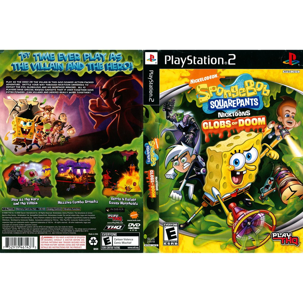 Kaset Ps2 Game Spongebob - featuring Nicktoons - Globs of Doom