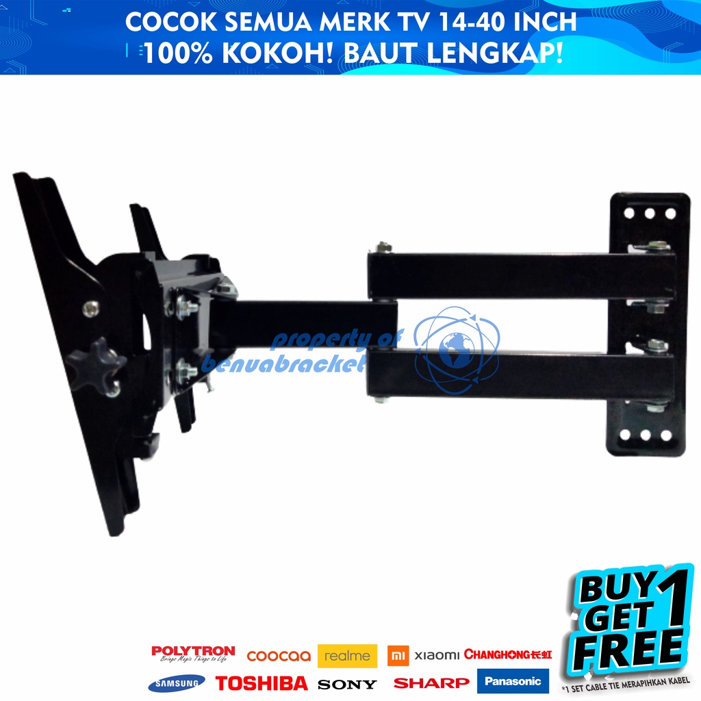Bracket TV LED LCD 32 40 43 24 21 29 17 14 Inch Dijamin Cocok 14 - 40 In 6 Arah Universal Breket TV Briket TV Braket TV Gantungan TV Tembok Tempelan TV Dinding BB1 Swivel Fasa