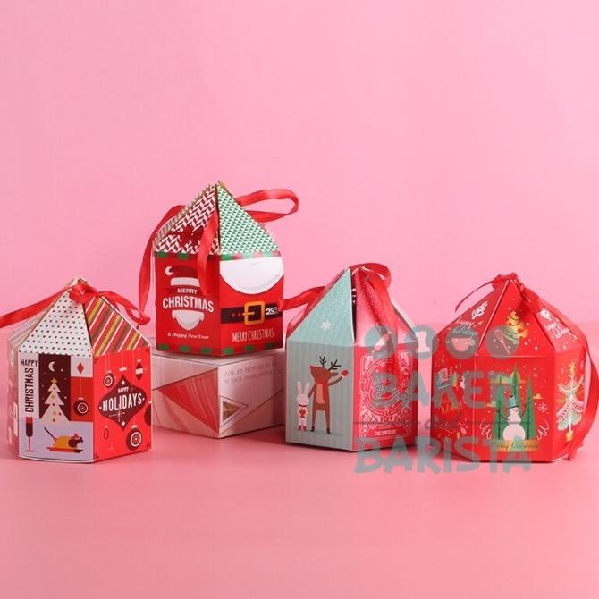 

(5pcs) xmas box triangle / box kue kotak kado natal christmas cake box bakernbar99 Buru Order