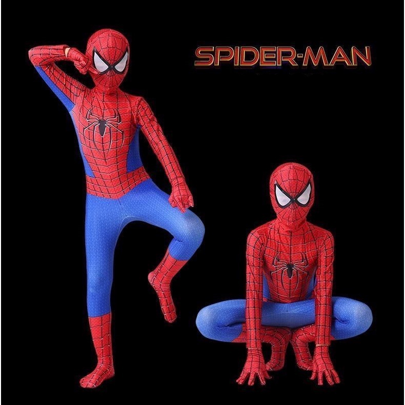 Voucher KOSTUM ANAK SPIDERMAN Baju Cosplay SUPERHERO Jumpsuit + Topeng