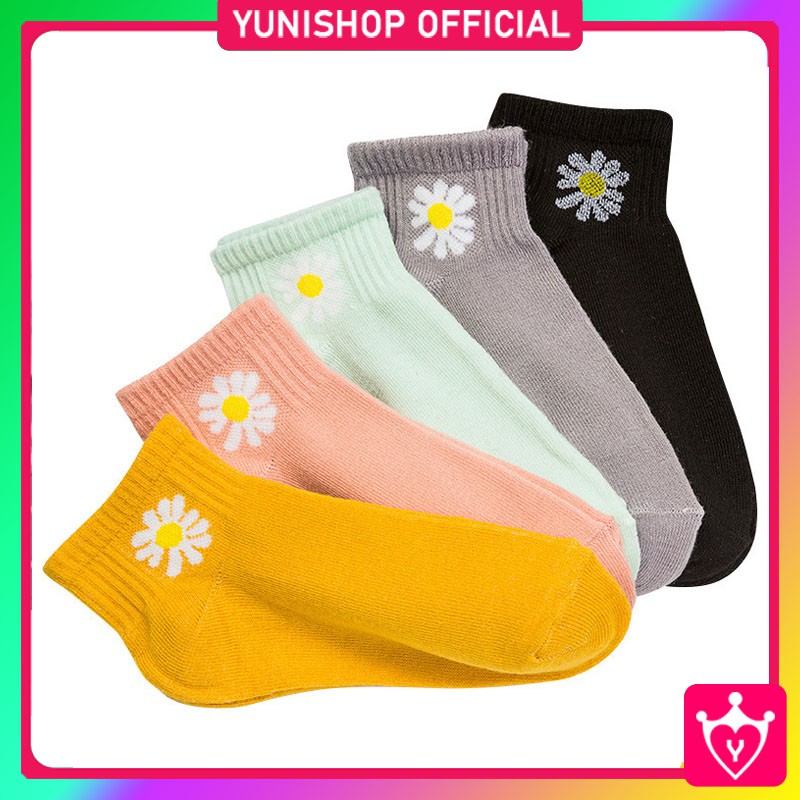 Kaos Kaki Ankle Motif Bunga Aster Cute / Kaos Kaki Import Korea Panjang Semata Kaki / TV-13