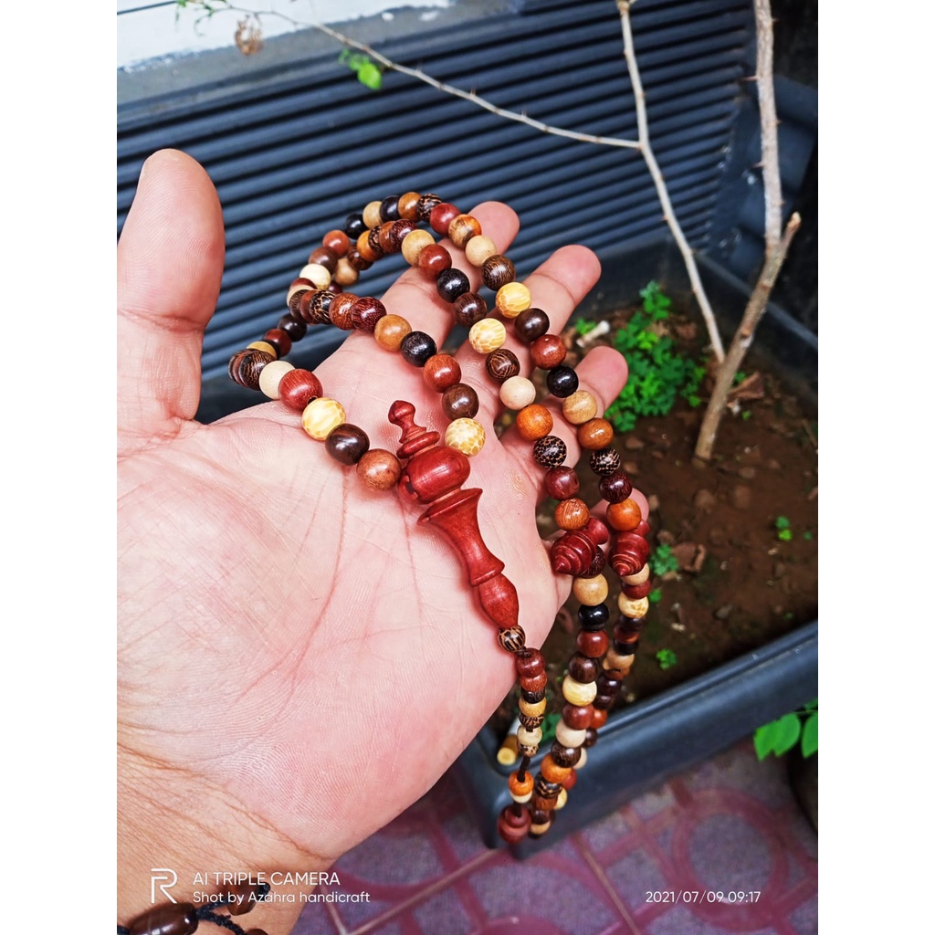 tasbih kombinasi 12 kayu bertuah galih nagasari galih asem setigi galih kelor hitam secang