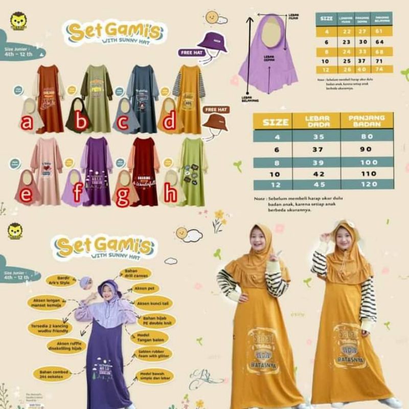 set gamis ark style sz 4681012