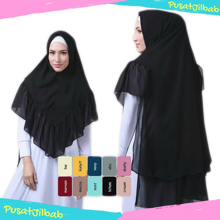 Jilbab syari hijab kerudung khimar ceruti rempel aulia khimar 2 layer Fashion Muslim Scarf Khimar