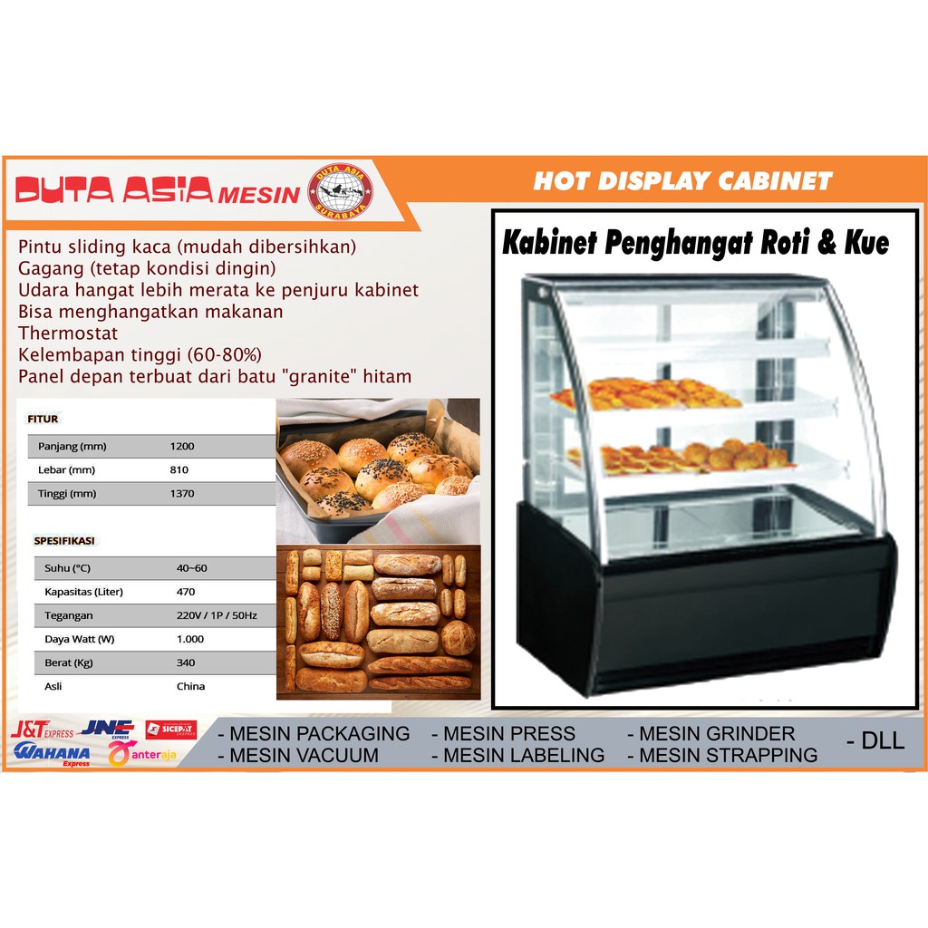 PASTRY FOOD WARMER. MESIN ETALASE PEMANAS ROTI DAN KUE KERING VOLUME 470L