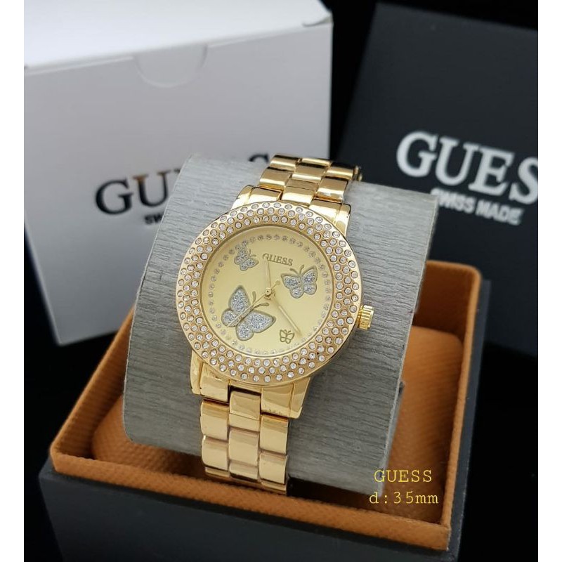 jam tangan rantai cewek tanggal ring permata d:35mm include box