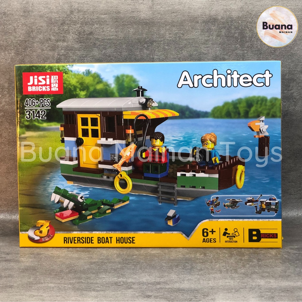 BRICK JISI ARCHITECT RIVERSIDE BOAT BRICK MAINAN EDUKASI ANAK BLOCK RUMAH PERAHU 3142